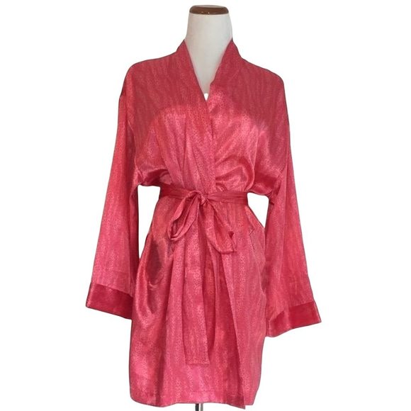 Victoria Secret Other - Victoria Secret Silky Satin Leopard Animal Print Short Robe OSFM